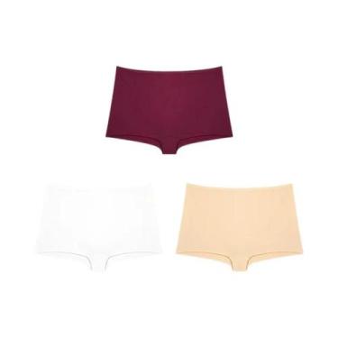 Imagem de Boxer Feminino Sem Costura - Kit 3 Peças em Algodão, BR-G2, Conjunto 9