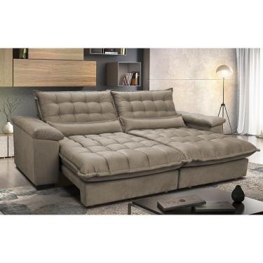 Imagem de Sofá Retrátil E Reclinável 3,12m Com Molas Ensacadas Cama Inbox Aconchego Tecido Suede Castor