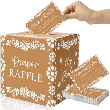 Imagem de FYSUIMU Conjunto de 51 peças de caixa de sorteio de fraldas Cielito lindo com bilhete Platos de Barro Kit de jogo de flores de terracota para decoração de festa de chá de bebê