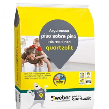 Imagem de Argamassa Piso Sobre Piso Interno Cinza 20kg Embalagem Papel - Quartzolit