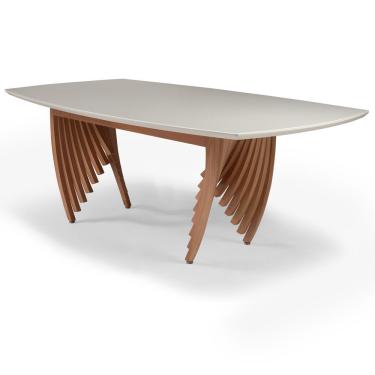 Imagem de Mesa De Jantar Retangular De Madeira Saint Germain 200cm X 100cm Lamina De Cinamomo