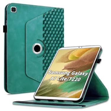Imagem de Varohix Capa para Samsung Galaxy Tab A7 Lite 22.1 cm 2021 (modelo SM-T220/T225/T227), capa protetora de couro PU com rotação de 360 graus com suporte para cartão e alça de ombro para mulher e homem