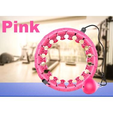 Imagem de Aros Hula Inteligente Pesada para Fitness, Massagem, 2 em 1, para Adultos e Crianças. 24 nós Removíveis. Perda de Peso. Não Queda, Ajustável, Auto-Spinning, Abdomen Hoola Hoops. (Rosa) por STJ Simplify