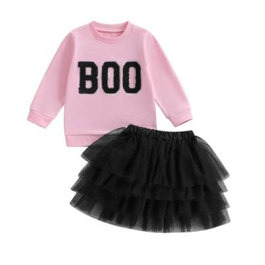 Imagem de Roupas de Halloween FYBITBO Boo, moletom e saia tutu para meninas 18-2