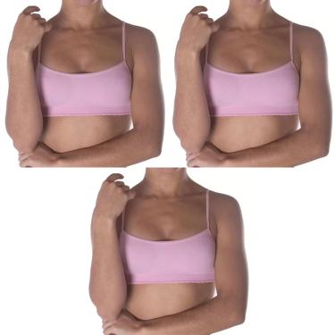 Imagem de Kit 3 Tops Selene Sem Costura Infantil - Rosa