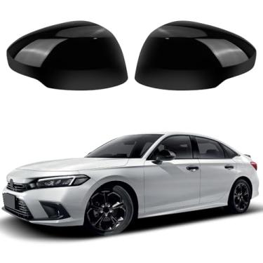 Imagem de ZWPARTS 1 par de capas de espelho do lado esquerdo e direito compatível com Honda Civic 2022-2025 Touring Sedan, Sport Touring Hatchback, Tipo R com modelo de seta