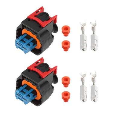 Imagem de OTOTEC 2 conectores elétricos automotivos de 2 pinos 1928A00517 1928405521 com vedações de terminais para injetores de combustível