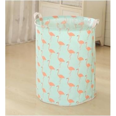 Imagem de Cesto Organizador Multiuso 40L Versátil para Roupa Suja, Brinquedos, Quarto, Banheiro ou Lavanderia (Flamingo Verde)