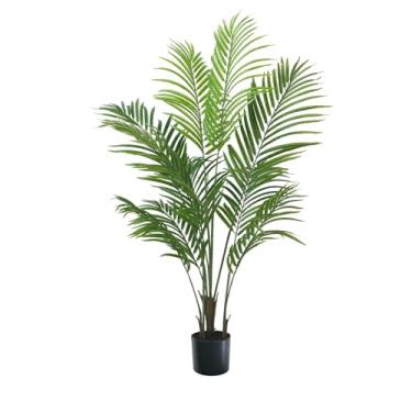 Imagem de Palmeira artificial de 1,2 m – árvore sintética quase natural para ambientes internos e externos, plantas artificiais altas resistentes a UV, planta falsa em pé, planta falsa grande para decoração de