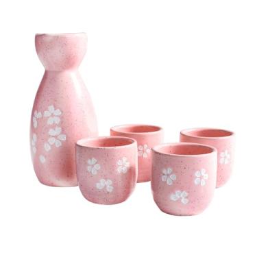 Imagem de BOSILI Conjunto de 5 saquê japonês, 1 pote de saquê e 4 xícaras de saquê tradicional conjunto de servir de cerâmica (th) (fxh)