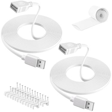 Imagem de Pacote com 2 cabos de extensão de alimentação para câmera, 8 m, compatível com câmeras de segurança Wyze Cam v4, Cam Pan v3, OG, v3 e v3 Pro, para uso externo/interno, cabo USB macho para fêmea com
