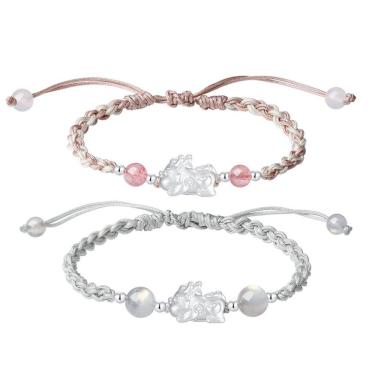 Imagem de Pulseiras de casal S999 Silver Pixius feitas à mão ajustáveis