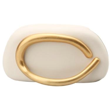 Imagem de Bolsa clutch de acrílico para mulheres, bolsa de mão para noite, formal, transversal, corrente elegante, ombro para festa, detalhe oval, alça vintage, Bege, 18.5 x 6 x 10 cm / 7.28 x 2.36 x 3.94