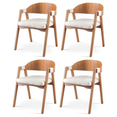Imagem de Kit 4 Cadeiras para Sala de Jantar Luna Nude/Marrom