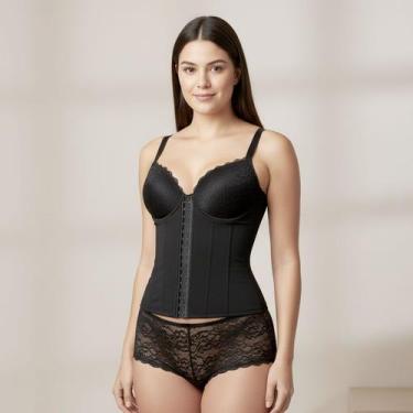 Imagem de Camisete Modeladora Bojo Aro Cetinete Alta Compressão Colchetes 6 Barb