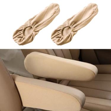 Imagem de SWQS 2 peças de capas de apoio de braço para assento dianteiro de carro, tecido elástico macio, protetor de apoio de braço para assento automático, substituição universal da capa do descanso do braço