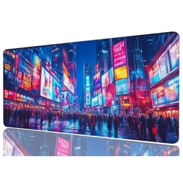 Imagem de Tapete de mesa de paisagem urbana futurista almofada de mesa de jogos grande mouse teclado pad Cyberpunk anime japonês tapete de mesa para teclado e mouse extragrande almofadas de computador de mesa