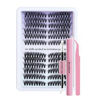 Imagem de Conjunto de cílios postiços cluster único grande capacidade MXF01-01 com cola e pinças - Quantidade suficiente para múltiplas necessidades maquiagem Uso diário longo prazo Visual natural nude Vários e