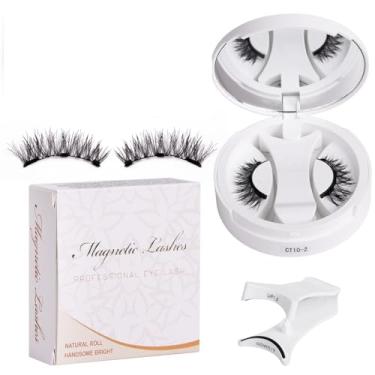 Imagem de Cílios Falsos com Absorção Magnética em Caixa Integrada - Sem Cola Fast Wear Fácil para Iniciantes Anti-Alérgico Fixação Segura Maquiagem de Olhos Longa Duração Armazenamento Portátil Viagens Aumento