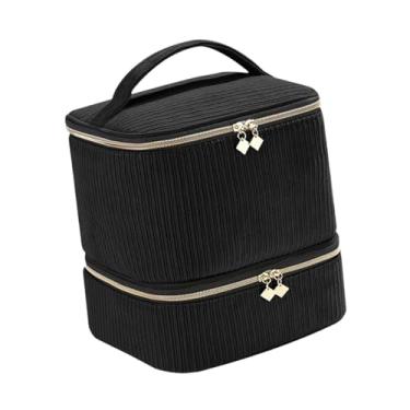 Imagem de FashionCha Estojo Organizador para Esmaltes com Capacidade para 30 Frascos, Alça e Bolsos para Kit de Unhas e Cosméticos, Preto