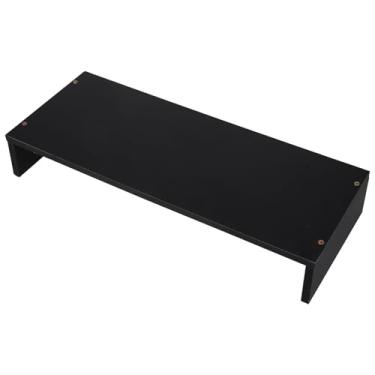 Imagem de Ergonomic Wooden Monitor Stand Riser with Anti-slip Base Multi-functional Laptop Shelf and Printer Holder for Desk Organization and Comfortable Viewing in Home Office