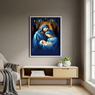Imagem de Quadro Decorativo Arte Moderna da Sagrada Família - 70x50cm Cor:Moldur