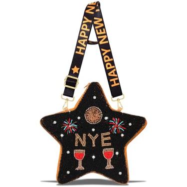 Imagem de Bolsa feminina Happy New Years para mulheres, chapéu de estrela com contas de ouro preto, bolsa de ombro transversal, acessórios para véspera de ano novo, roupas, presentes, Ouro preto 2