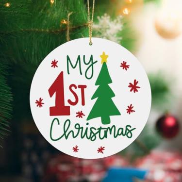 Imagem de Primeiro enfeite de Natal do bebê 2025 Ideias de presentes para mamãe e papai para bebês 1º enfeite de Natal para árvore de Natal, presentes recém-nascidos para bebês meninos e meninas