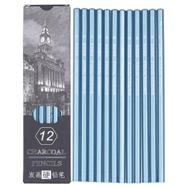 Imagem de Conjunto de lápis de carvão profissional, 12 peças, desenho duro, desenho, grafite, design seguro, não tóxico, material de carvão de faia