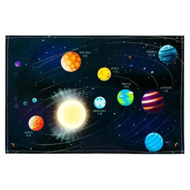 Imagem de Tapete de mesa, tapete de mesa infantil | Capa de mesa fofa com padrão de mapa-múndi de dinossauros espaciais,Decoração de mesa organizadora de escola de estudante, de mesa mousepads à prova d'água pa