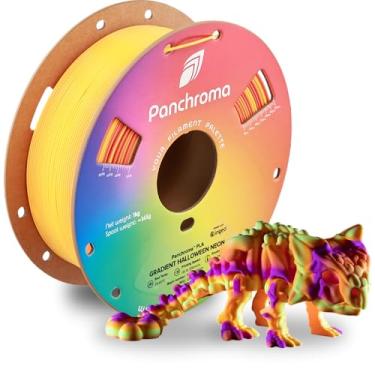 Imagem de Panchroma Filamento de impressão 3D PLA neon degradê laranja, amarelo e magenta, 1,75 mm, carretel de 1 kg, fácil de imprimir, compatível com AMS, perfeito para brinquedos, adereços, cosplay