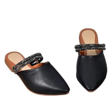Imagem de Sandalia Feminina Estimo Mule Elegante com Tiras Brilhantes, Couro Sintético, Design Moderno, Confortável, (Preto, BR, Adulto, Numérico, 35)