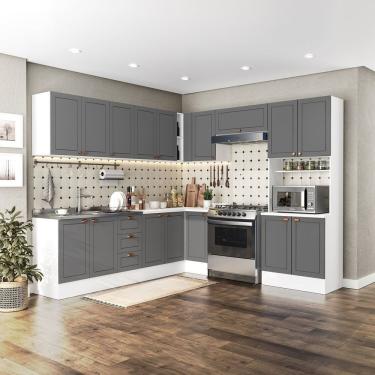 Imagem de Cozinha Completa 9 Peças Com Rodapé Pérola Yescasa Cinza-branco