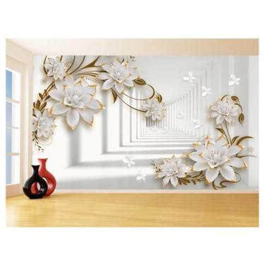 Imagem de Papel De Parede 3D Floral Textura Sala Flores 3,5M Xfl342 - Você Decor