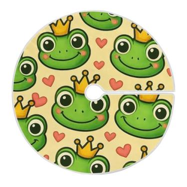 Imagem de Blueangle Saia de árvore de Natal de sapo de desenho animado de 120 cm - poliéster macio e resistente a rugas, decoração de férias para festas de Natal, árvore festiva e decoração de casa (788)