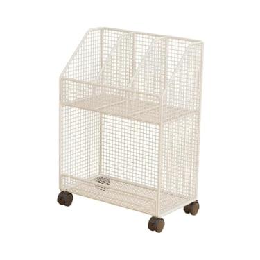 Imagem de Fenteer Carrinho de arquivo com rodas, armário de armazenamento móvel com rodas traváveis, armário de arquivo versátil para quarto de crianças, dormitório, Branco 2 Camada