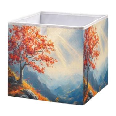 Imagem de SEHANY Cesto de armazenamento dobrável Mountains Lanscape, organizador de tecido grande, dobrável, para roupas, brinquedos, livros, armário, berçário, 38 x 27 x 17 cm