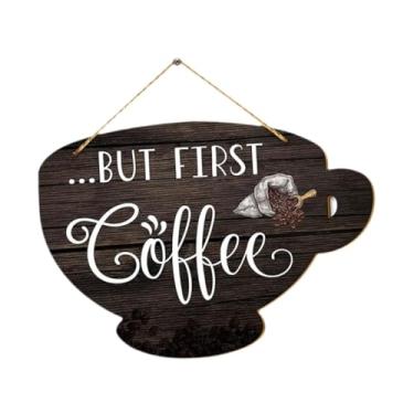 Imagem de Baoblaze Placa de porta em formato de xícara de café, placa decorativa de parede 2D para sala de jantar ou janela.