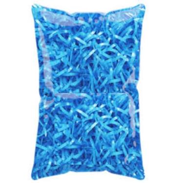 Imagem de Palha de Fita Natural para Decoração, 50 Gramas, para Cestas, Festas Juninas e Natal (Palha de Fita Azul 50g)