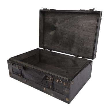 Imagem de Luocute Baú de Madeira, Tronco de Armazenamento de Madeira Vintage Com Alças Decorativas e Ferragens Antigas, para Decoração de Casa, Armazenamento de Itens, Adereços de Fotografia (1624B-01 Cinza)