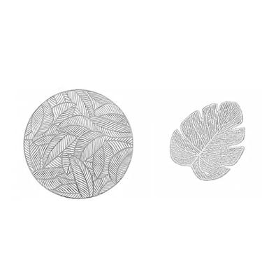 Imagem de Phefop Conjunto de Jogos Americanos e Porta-copos, Tapetes de Mesa de Jantar Com Isolamento Oco Com 6 Jogos Americanos Redondos e 6 Porta-copos Em Formato de Folha para Uso Em Cozinha e Restaurante