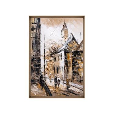 Imagem de Quadro Decorativo com Vidro Sala Hall Quarto 64x94cm Bege Igreja