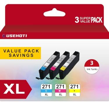 Imagem de USEHOTI Cartuchos de tinta colorida CLI-271XL, compatível com 271XL ciano magenta amarelo para impressoras da série TS6020 TS9020 TS8020 MG5720 MG6820 MG7720, pacote com 3