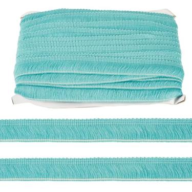 Imagem de Craftdady Guarnições de borla de 27 metros de fita de poliéster de 2,5 cm, acabamento em fibra de franja, fita de borla, acessórios de roupas para costura, abajur, bolsa, roupas, cortina (água-marinha
