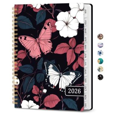 Imagem de Agenda 2026, agenda semanal e mensal para mulheres, janeiro de 2026 a dezembro de 2026, agenda de calendário de capa dura 2026 com abas, bolso interno, encadernação espiral, perfeita para escritório