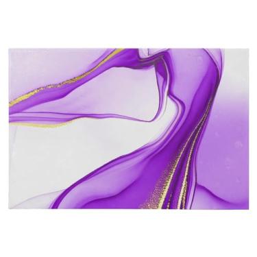 Imagem de CEBUGI Tapete de área 60 x 90 cm, macio, lavável, antiderrapante, com suporte de borracha, estampa de mármore roxo, para sala de estar, quarto, decoração de casa