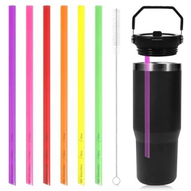 Imagem de 6 canudos de substituição para copo Stanley IceFlow de aço inoxidável de 850 g, canudos de plástico reutilizáveis compatíveis com Stanley IceFlow 1,134 g Copo Stanley Flip Straw Acessórios (6 cores)