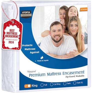 Imagem de Utopia Bedding Revestimento de colchão premium com zíper (serve para colchão de 35 cm, King) - protetor de colchão à prova d'água e à prova de percevejos - Capa de colchão de seis lados