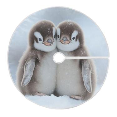 Imagem de Qilmy Saia de árvore de Natal de pinguim de neve 90 cm, de camurça, para árvore de Natal, adequada para decoração de armário em ambientes internos e externos, festas, escritórios, lojas, armários123