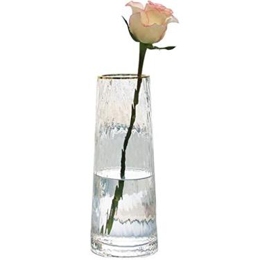 Imagem de YYBOES Vaso de vidro para flores, vaso de vidro transparente de luxo nórdico, leve, transparente, arranjo de flores, decoração de entrada, sala de estar, mesa de jantar, decoração Artif